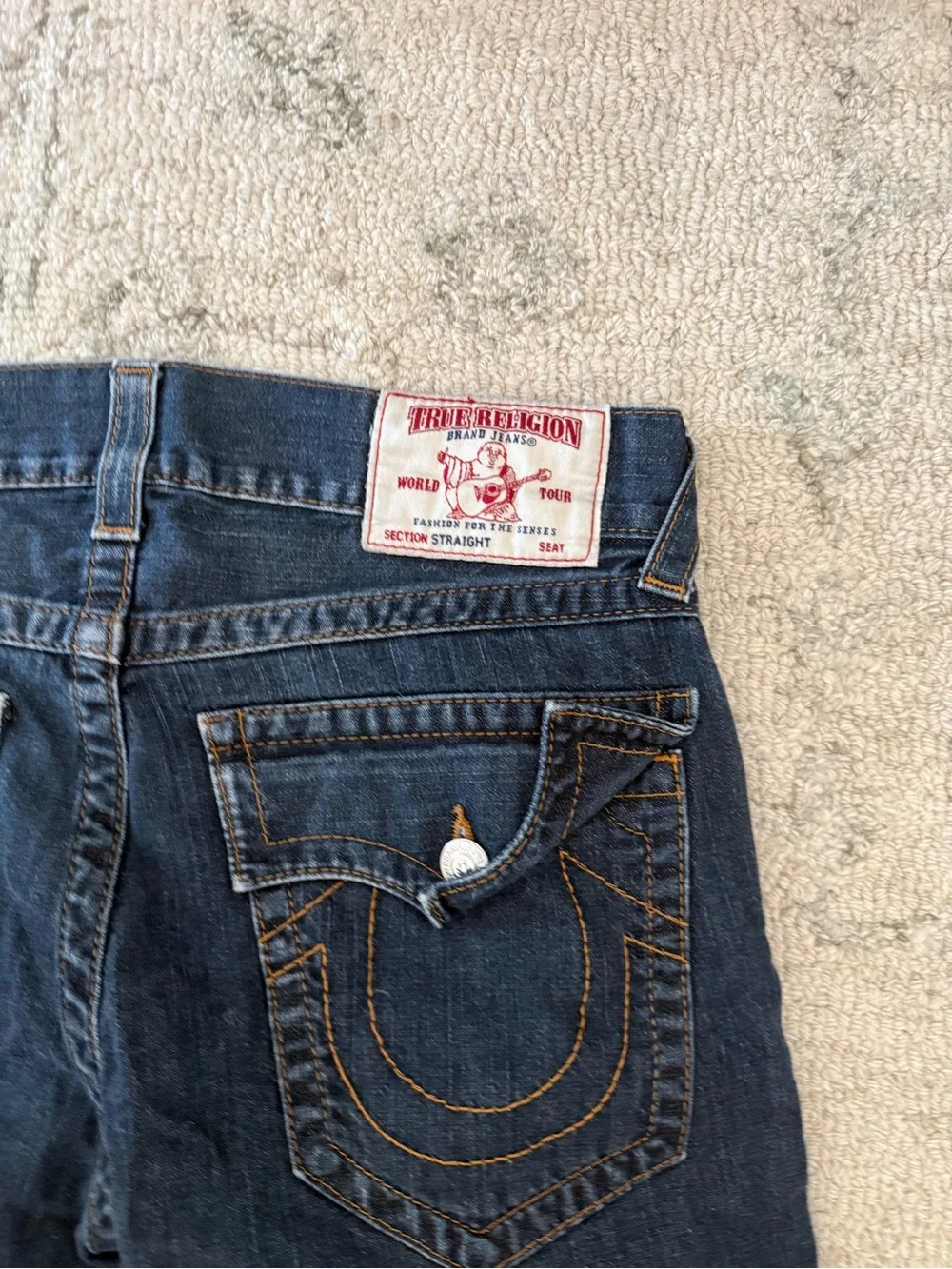 True Religion Mens Straight Dark Wash Jeans